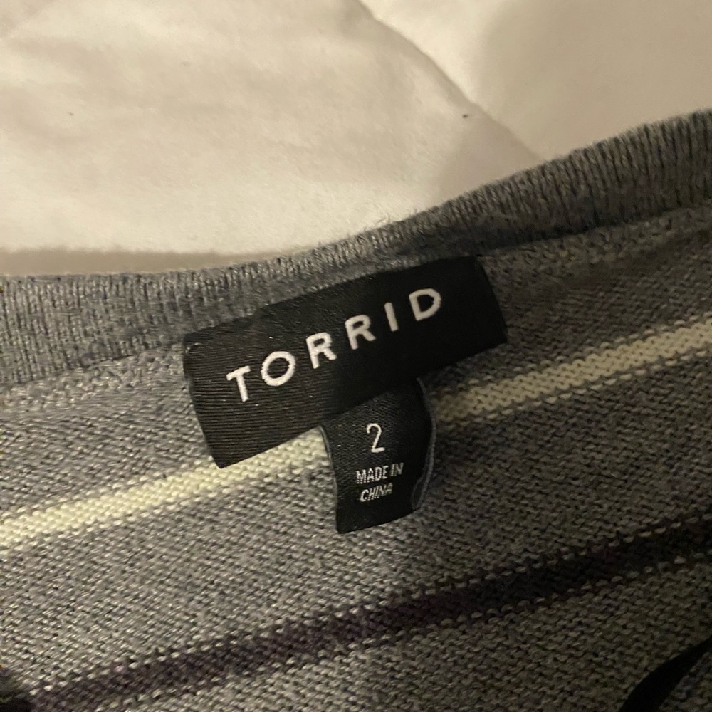 Torrid Gray Striped Cardigan Sweater - Picture 3 of 4